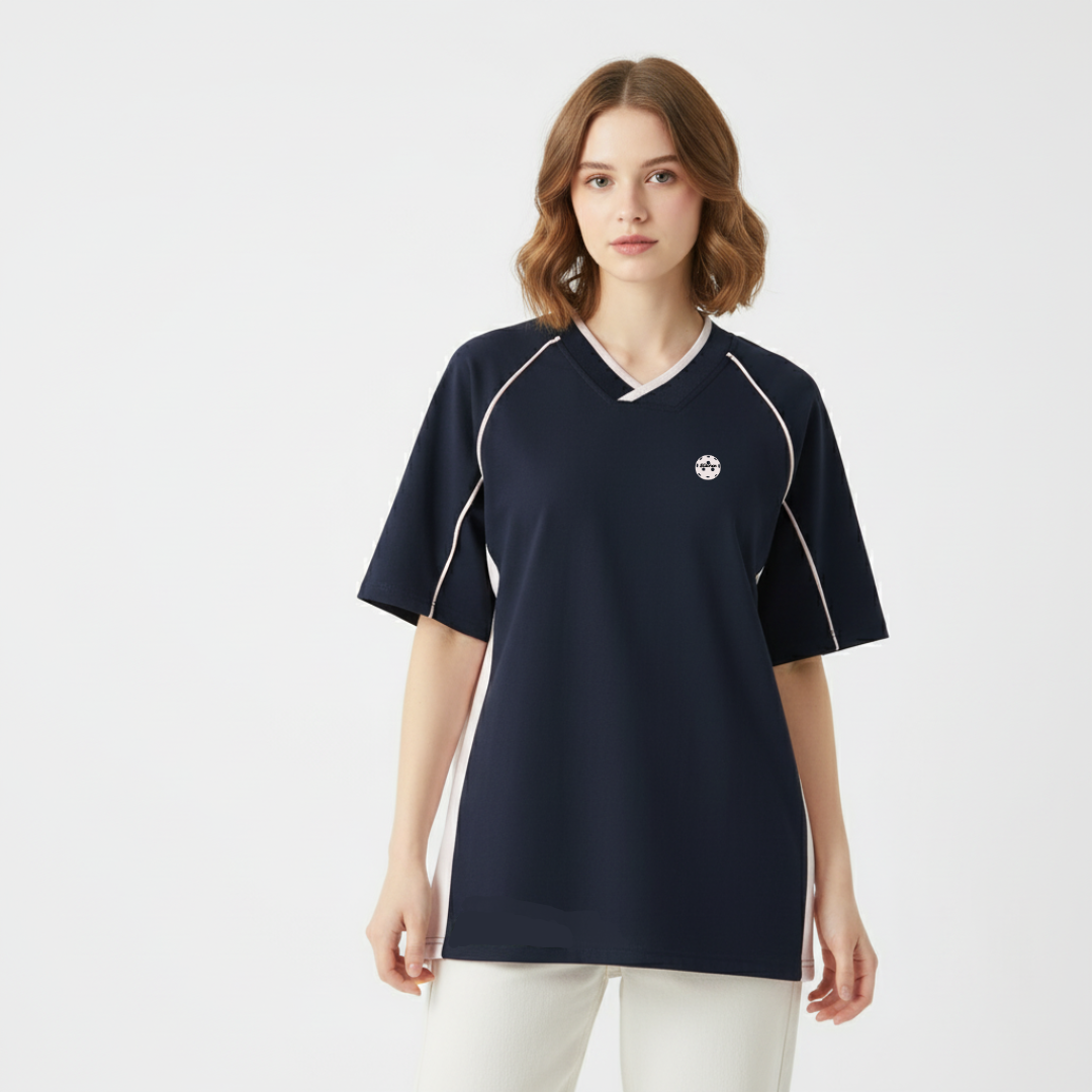 Kitchen Retro Pickleball Shirt –- Navy & White