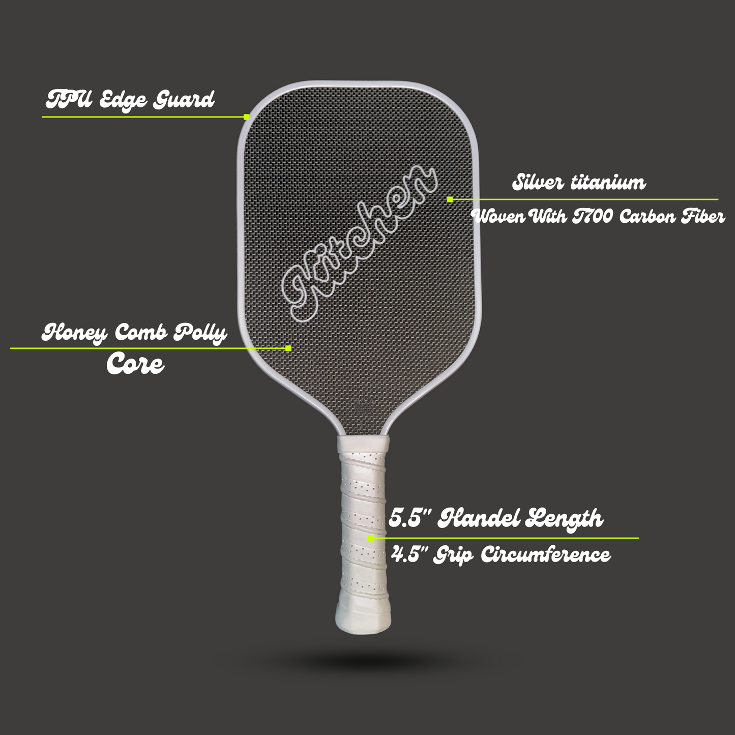 K1Y Carbon Fiber Silver Titanium 16MM  Core (Includes Paddle Cover)