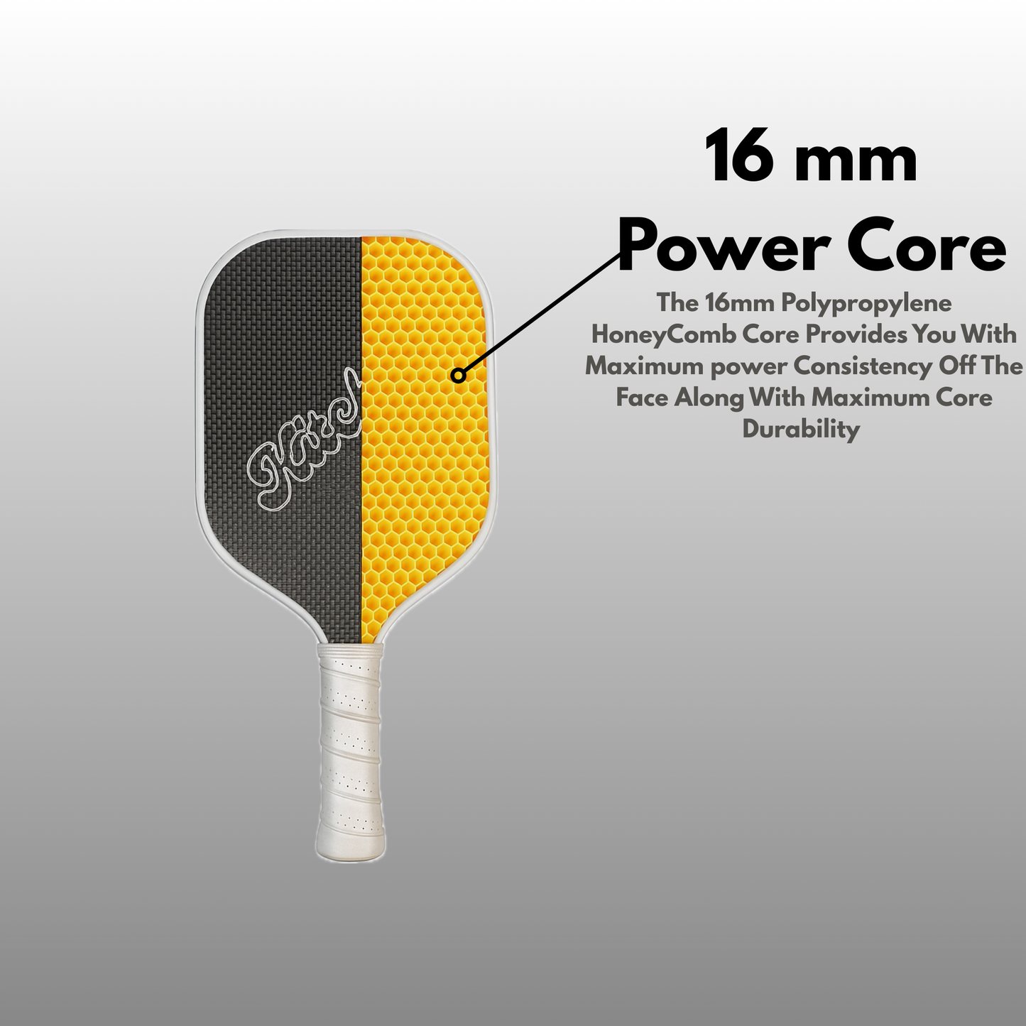 K1Y Carbon Fiber Silver Titanium 16MM  Core (Includes Paddle Cover)